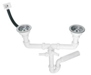 McAlpine HC7HC12R-POL1 Syfon zlewozmywakowy rurowy podwójny 3,5"X50mm z podłączeniem pralki lub zmywarki, przelew